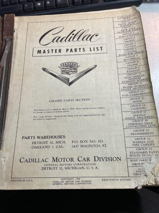 Cadillac master parts list